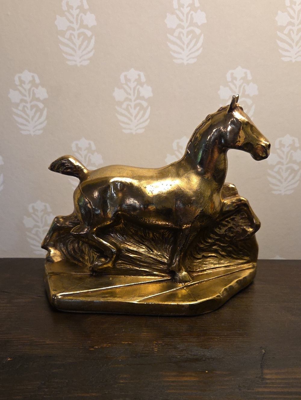 Vintage Brass Leaping Horse Figure, Ralph Lauren Equestrian Style Decor